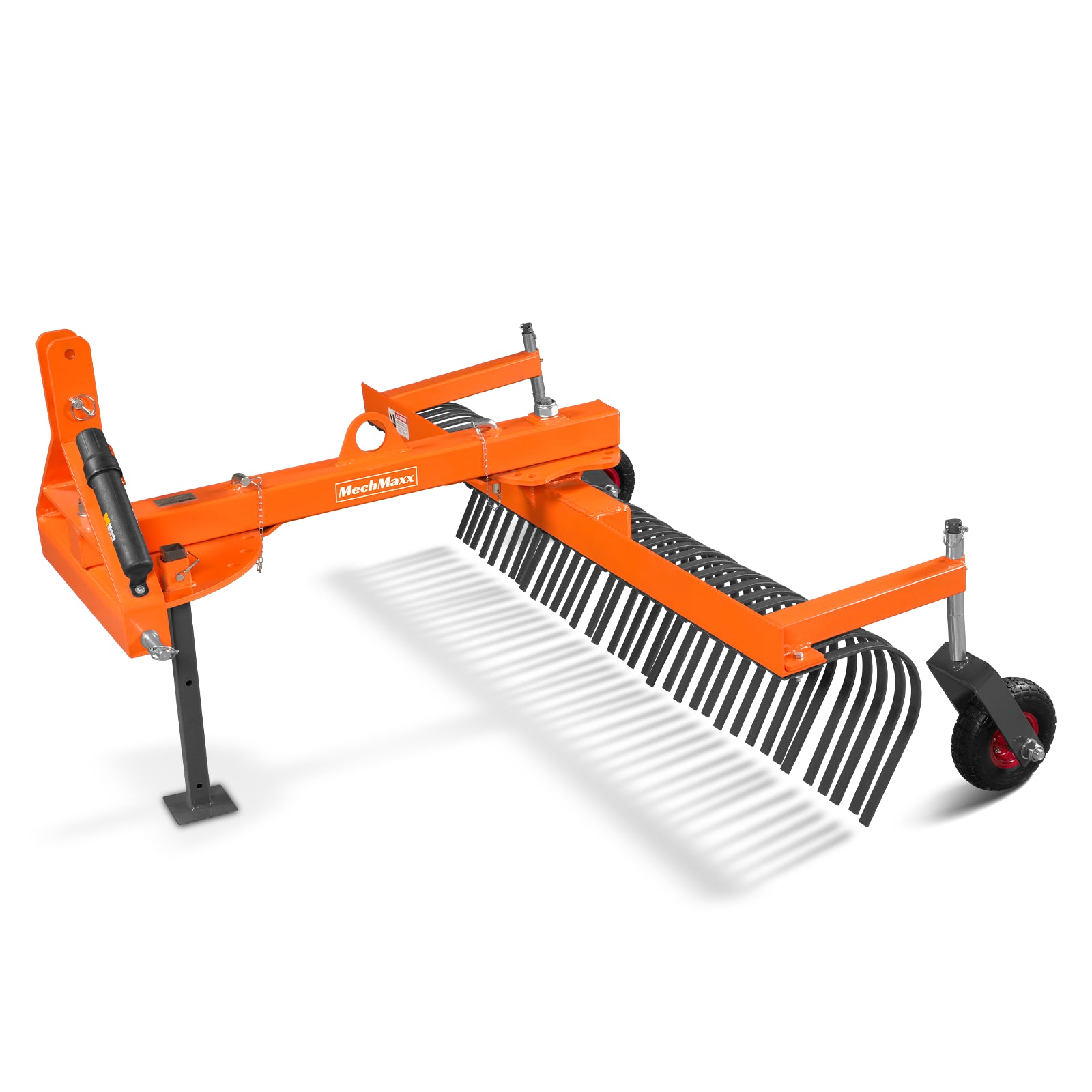 72" Offset Landscape Rake with Bolt-on Wheels & 36 Tines 3 Point Hitch Tractor Attachment, LRA72W
