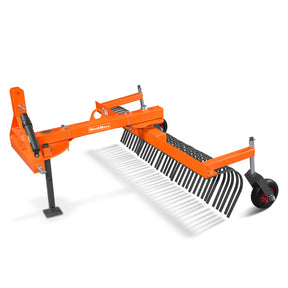 72" Offset Landscape Rake with Bolt-on Wheels & 36 Tines 3 Point Hitch Tractor Attachment, LRA72W
