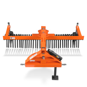 72" Offset Landscape Rake with Bolt-on Wheels & 36 Tines 3 Point Hitch Tractor Attachment, LRA72W