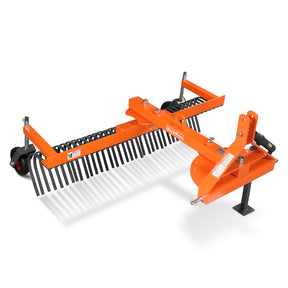 72" Offset Landscape Rake with Bolt-on Wheels & 36 Tines 3 Point Hitch Tractor Attachment, LRA72W