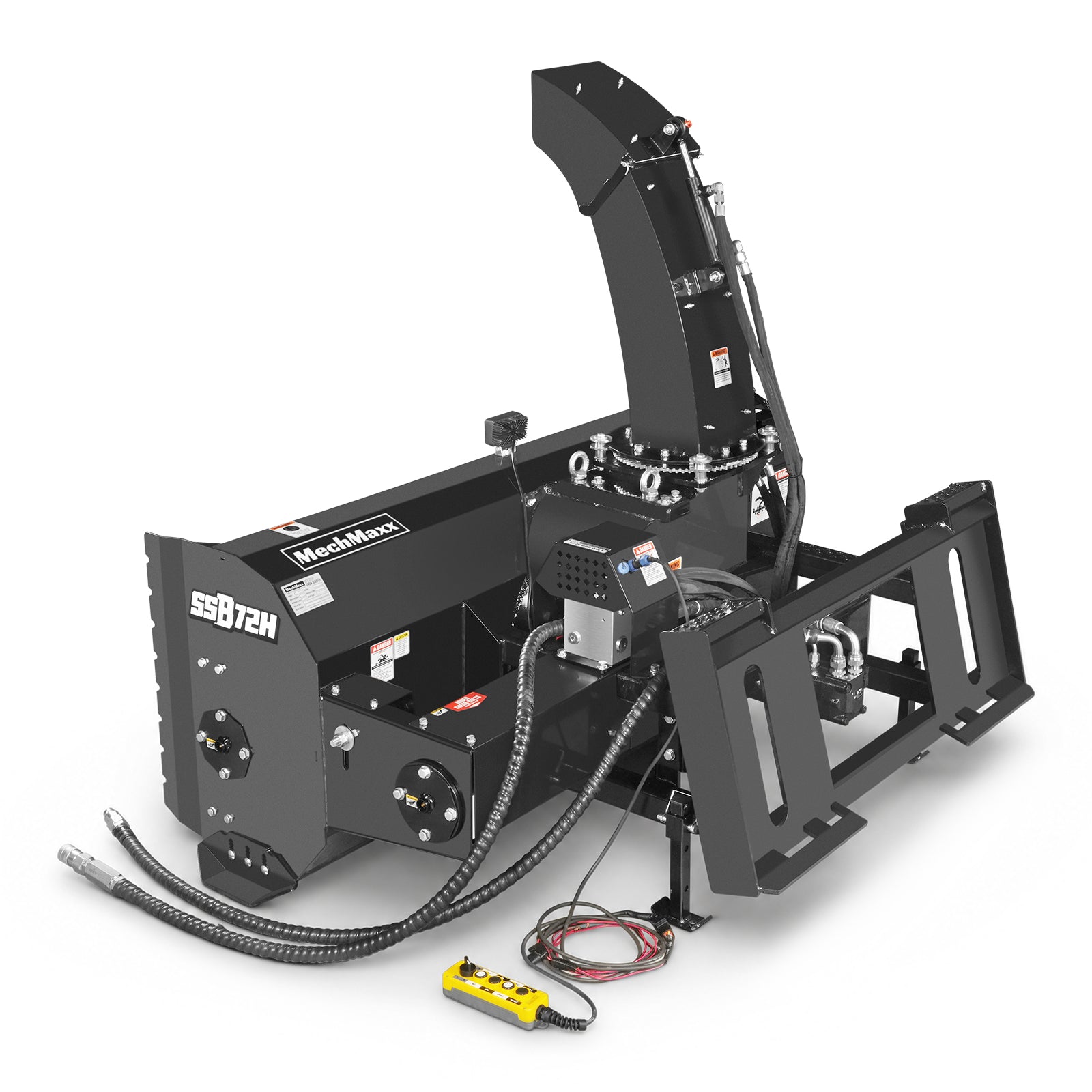 72" Hydraulic Skid Steer Snow Blower, 16–24 GPM, Hydraulic Chute Rotator & Deflector, 24" Impeller, SSB72H