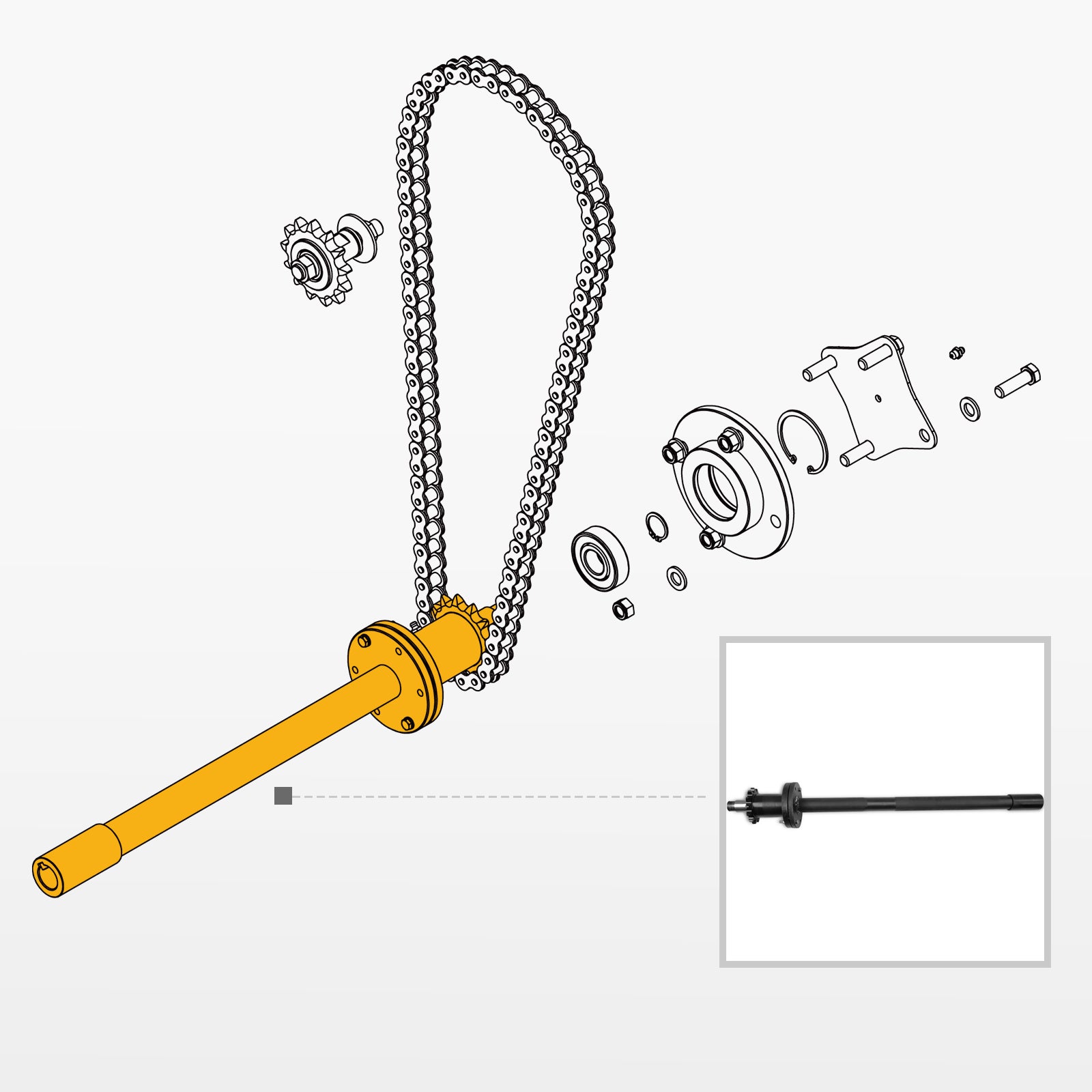 72" Snow Blower Transmission Shaft Kit (for SKU: 201016, 201016T)