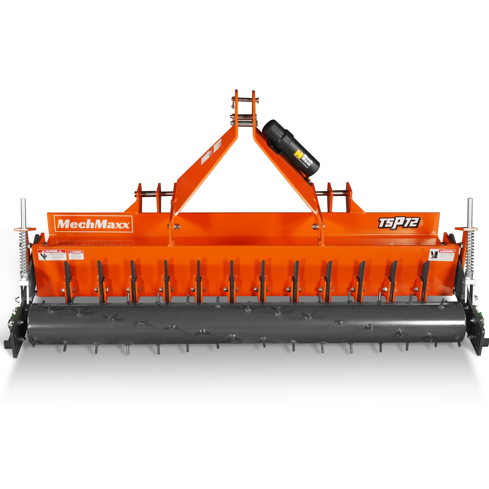 72" Soil Pulverizer, Single Spiked Roller, 25 Shanks, Category 1 and 2, 3 Point Hitch Tractor Attachment, TSP72