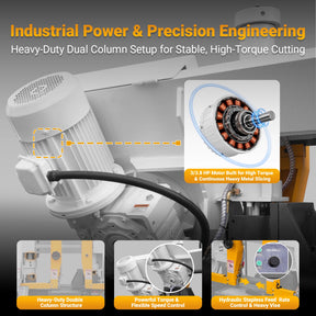 11" Double Column Horizontal Metal Cutting Band Saw, 2-Speed, Hydraulic Feed, 2.8kW Industrial Saw GH4228