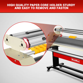 65" Wide Format Full-Auto Cold & Heat Assisted Pneumatic Laminator Machine with 4 Trimmers, Max Speed 40ft/min, 63" Max Width, Infrared Heating, Digital Control Pneumatic Roller Lifting (Requires Air Compressor, Not Included) 1700-B2RED