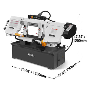 Metal Cutting Band Saw, 10" Round / 18"x5" Rectangular Capacity, 2HP 1.5kW Motor, 4-Speed (35-114 MPM), Horizontal Bandsaw with 0-45° Swivel, Hydraulic Downfeed, 230V 1PH 60Hz, Industrial Grade for Steel, Aluminum & Alloys BS-1018B
