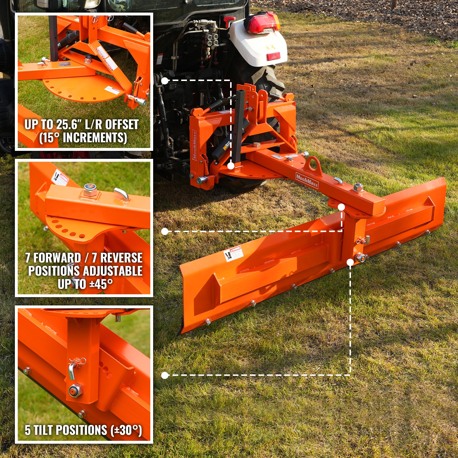 84" 6-Way Rear Blade 3 Point Hitch Tractor Attachment, RB84S