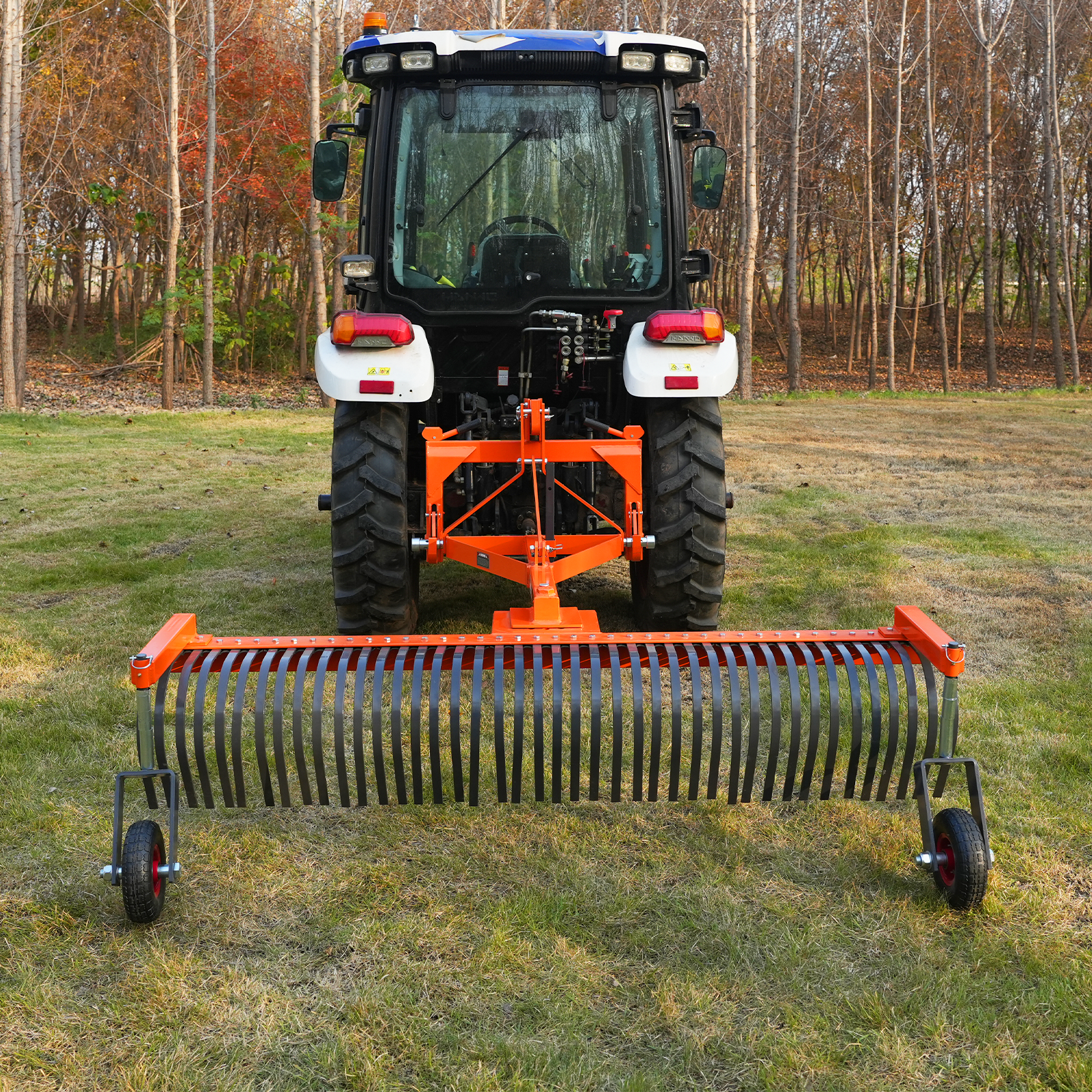 84" Landscape Rake with Bolt-On Wheels & 42 Tines 3 Point Hitch Tractor Attachment, LR84W