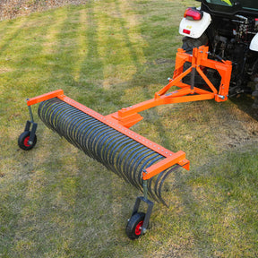 84" Landscape Rake with Bolt-On Wheels & 42 Tines 3 Point Hitch Tractor Attachment, LR84W