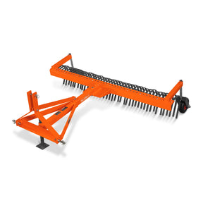 84" Landscape Rake with Bolt-On Wheels & 42 Tines 3 Point Hitch Tractor Attachment, LR84W