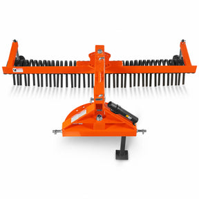84" Offset Landscape Rake with Bolt-on Wheels & 42 Tines 3 Point Hitch Tractor Attachment, LRA84W