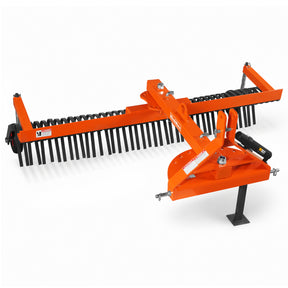 84" Offset Landscape Rake with Bolt-on Wheels & 42 Tines 3 Point Hitch Tractor Attachment, LRA84W