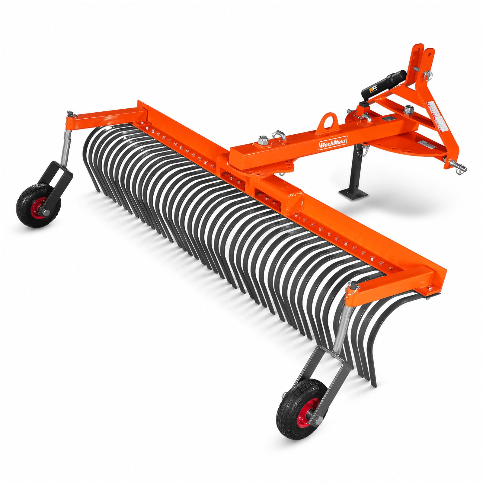 84" Offset Landscape Rake with Bolt-on Wheels & 42 Tines 3 Point Hitch Tractor Attachment, LRA84W