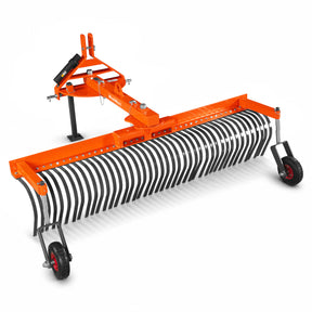 84" Offset Landscape Rake with Bolt-on Wheels & 42 Tines 3 Point Hitch Tractor Attachment, LRA84W