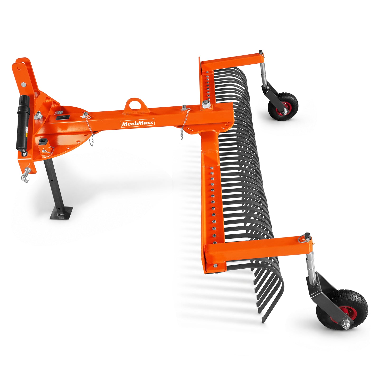 84" Offset Landscape Rake with Bolt-on Wheels & 42 Tines 3 Point Hitch Tractor Attachment, LRA84W