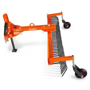 84" Offset Landscape Rake with Bolt-on Wheels & 42 Tines 3 Point Hitch Tractor Attachment, LRA84W