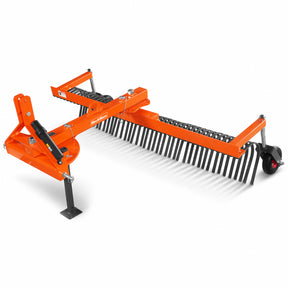 84" Offset Landscape Rake with Bolt-on Wheels & 42 Tines 3 Point Hitch Tractor Attachment, LRA84W