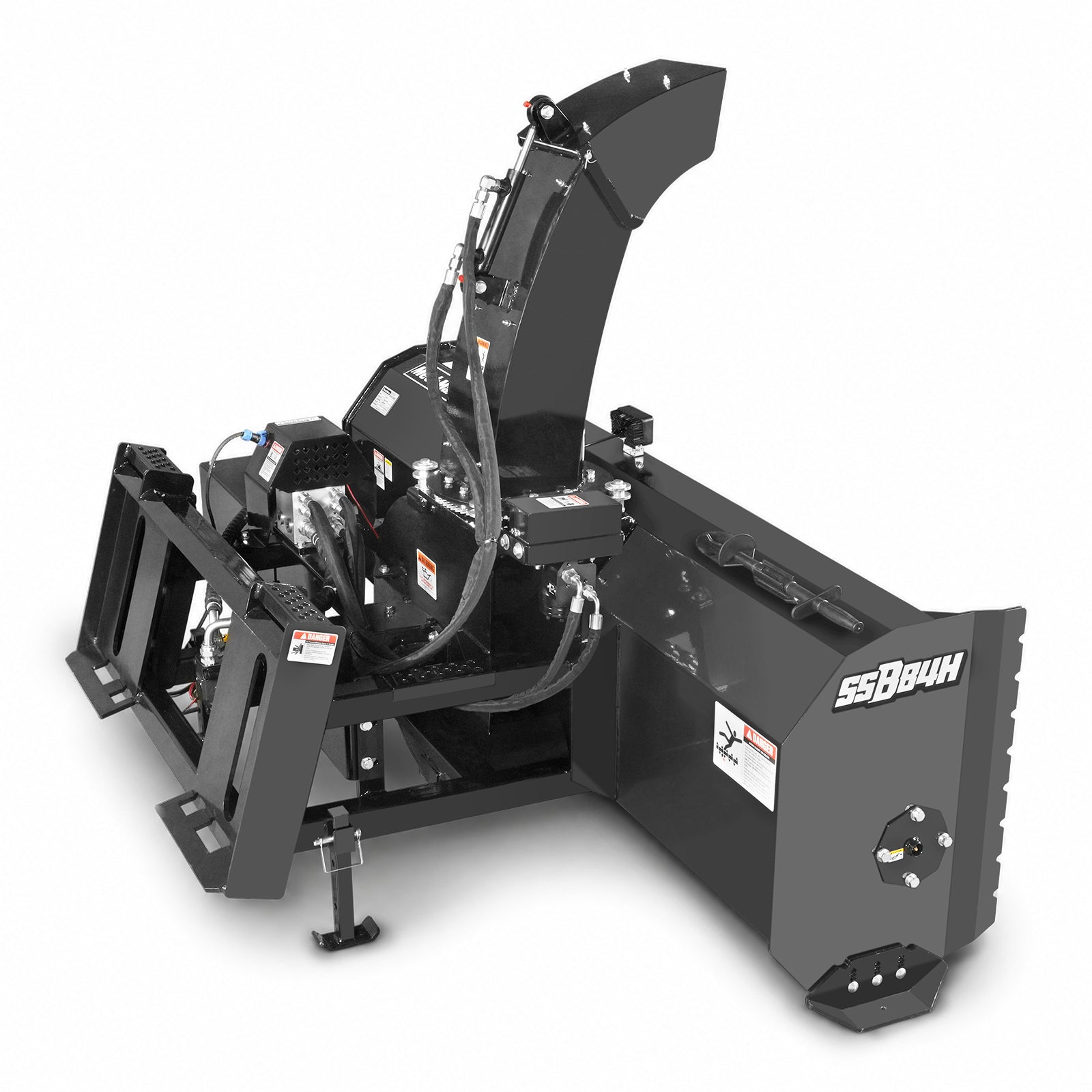84" Hydraulic Skid Steer Snow Blower, 16–24 GPM, Hydraulic Chute Rotator & Deflector, 24" Impeller, SSB84H