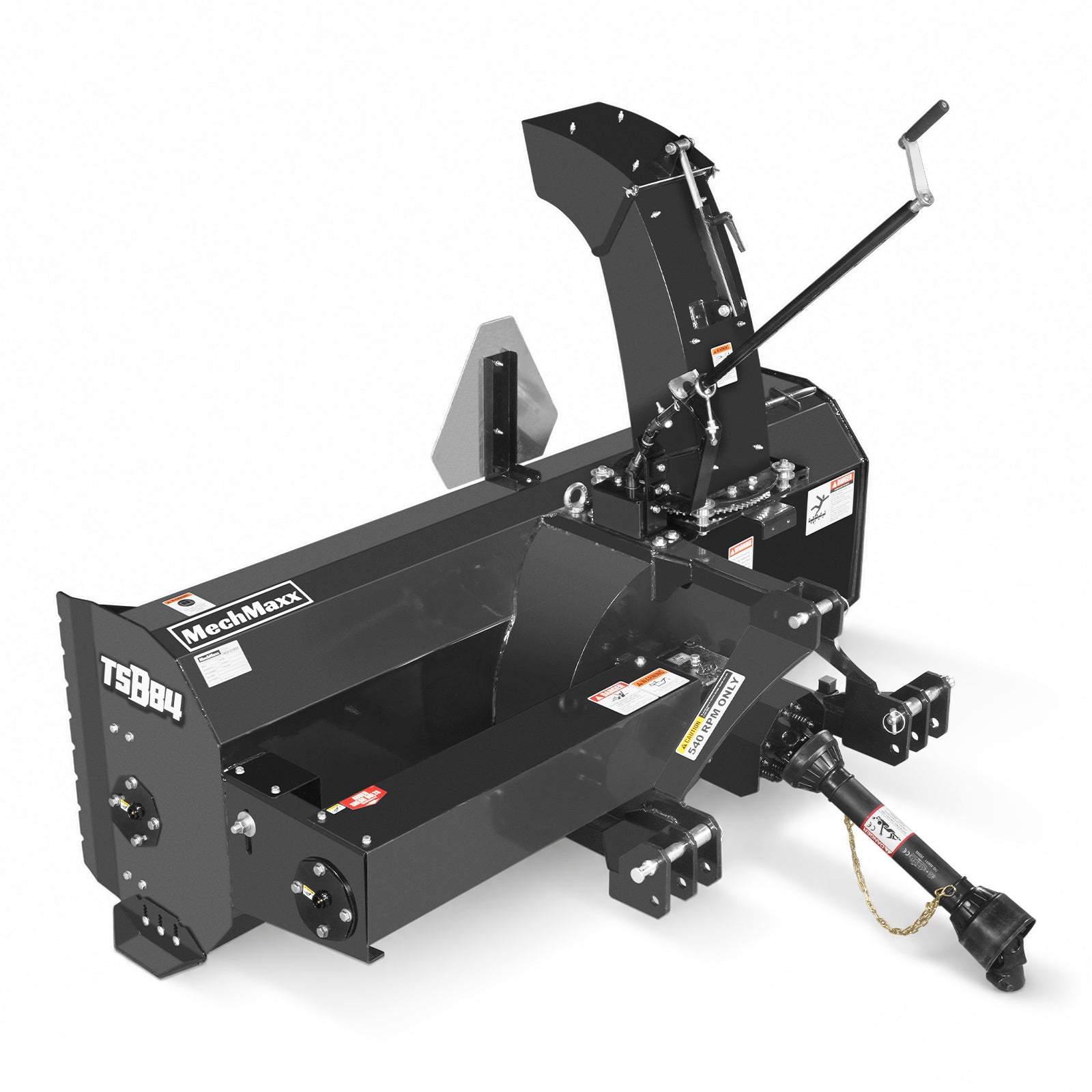 84" 3 Point PTO Snow Blower 24" Impeller Diameter 360° Snow Chute (PTO Shaft Included with Slip Clutch), 30-65 HP, TSB84