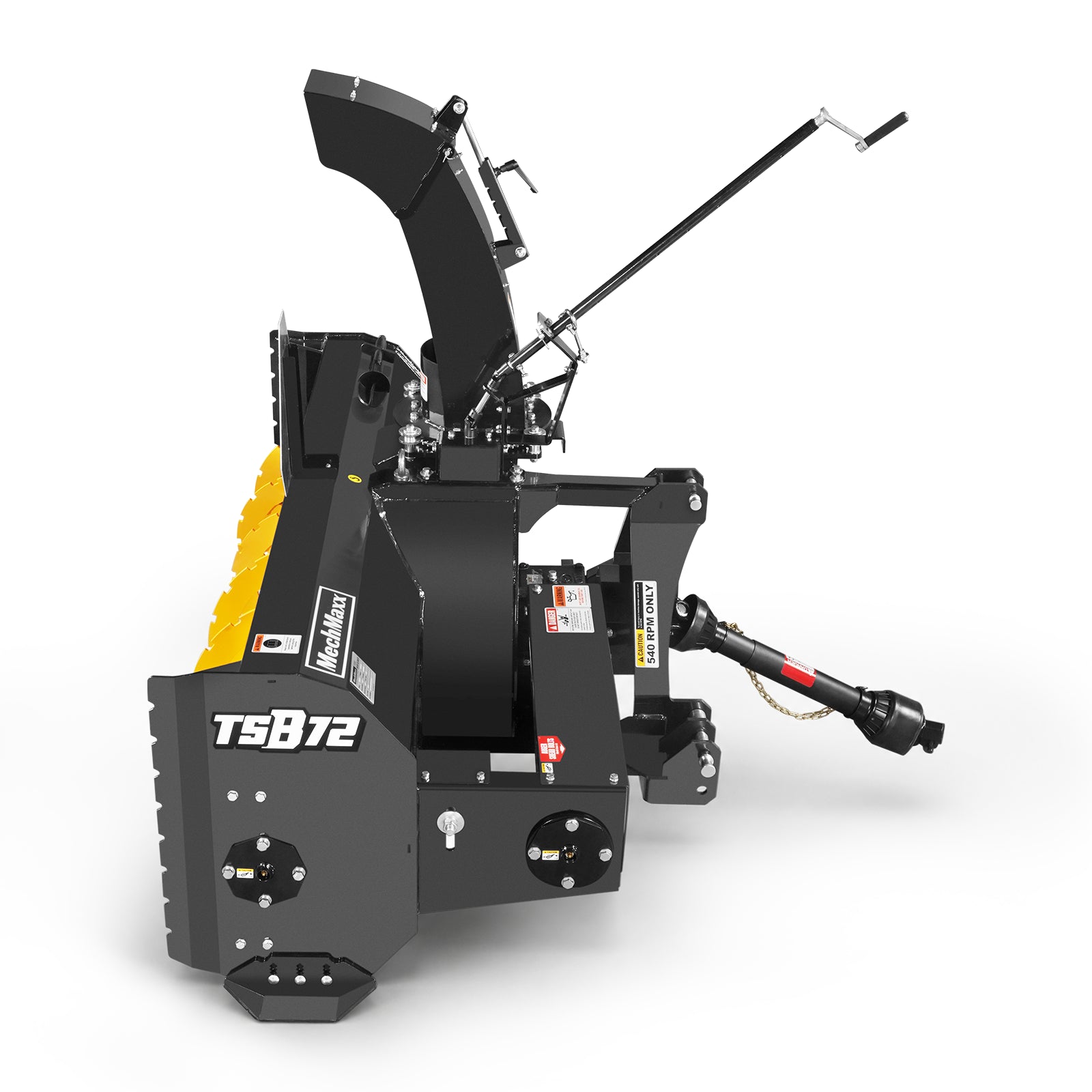 72" 3 Point PTO Snow Blower 24" Impeller Diameter 360° Snow Chute (PTO Shaft Included with Slip Clutch), 25-65 HP, TSB72