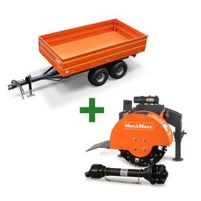 3-Point PTO Stump Grinder & 2-Ton Heavy-Duty Dump Trailer Combo,SG24 & DT4X8