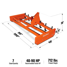96" Heavy Duty Land Leveler Land Plane Scraper Grader with Shanks 3 Point Hitch, LP96