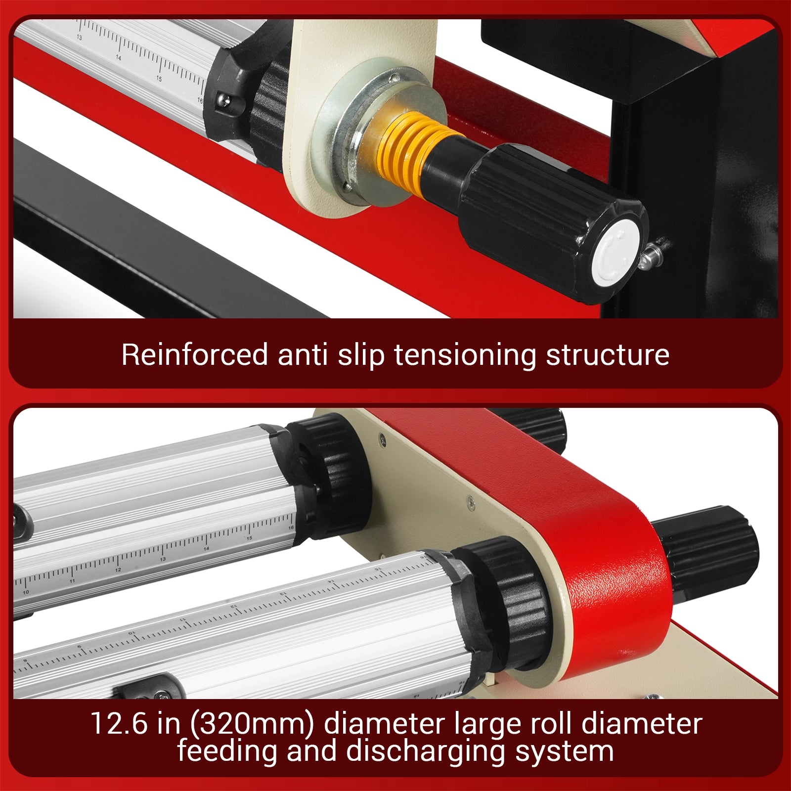 65" Wide Format Full-Auto Cold & Heat Assisted Pneumatic Laminator Machine with 4 Trimmers, Max Speed 40ft/min, 63" Max Width, Infrared Heating, Digital Control Pneumatic Roller Lifting (Requires Air Compressor, Not Included) 1700-B2RED