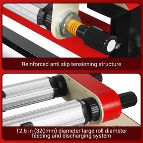 65" Wide Format Full-Auto Cold & Heat Assisted Pneumatic Laminator Machine with 4 Trimmers, Max Speed 40ft/min, 63" Max Width, Infrared Heating, Digital Control Pneumatic Roller Lifting (Requires Air Compressor, Not Included) 1700-B2RED