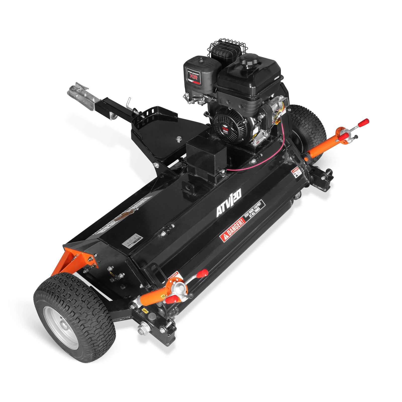 MechMaxx 48" Tow-Behind ATV Offset Flail Mower, B&S 13.5HP 420cc E-start Gas Engine Powered; Adjustable Mowing Height, ATV120