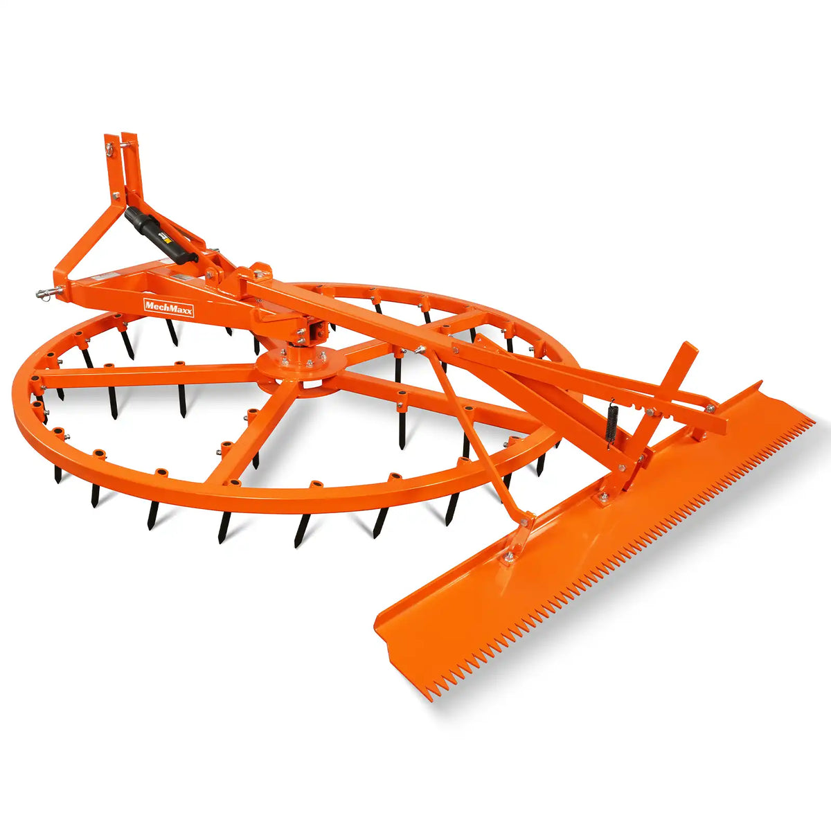 72″ Arena Spin Harrow Groomer with 35 Tines and Rake Cat.1 3 Point Hitch Grooming Attachment, AHG72R