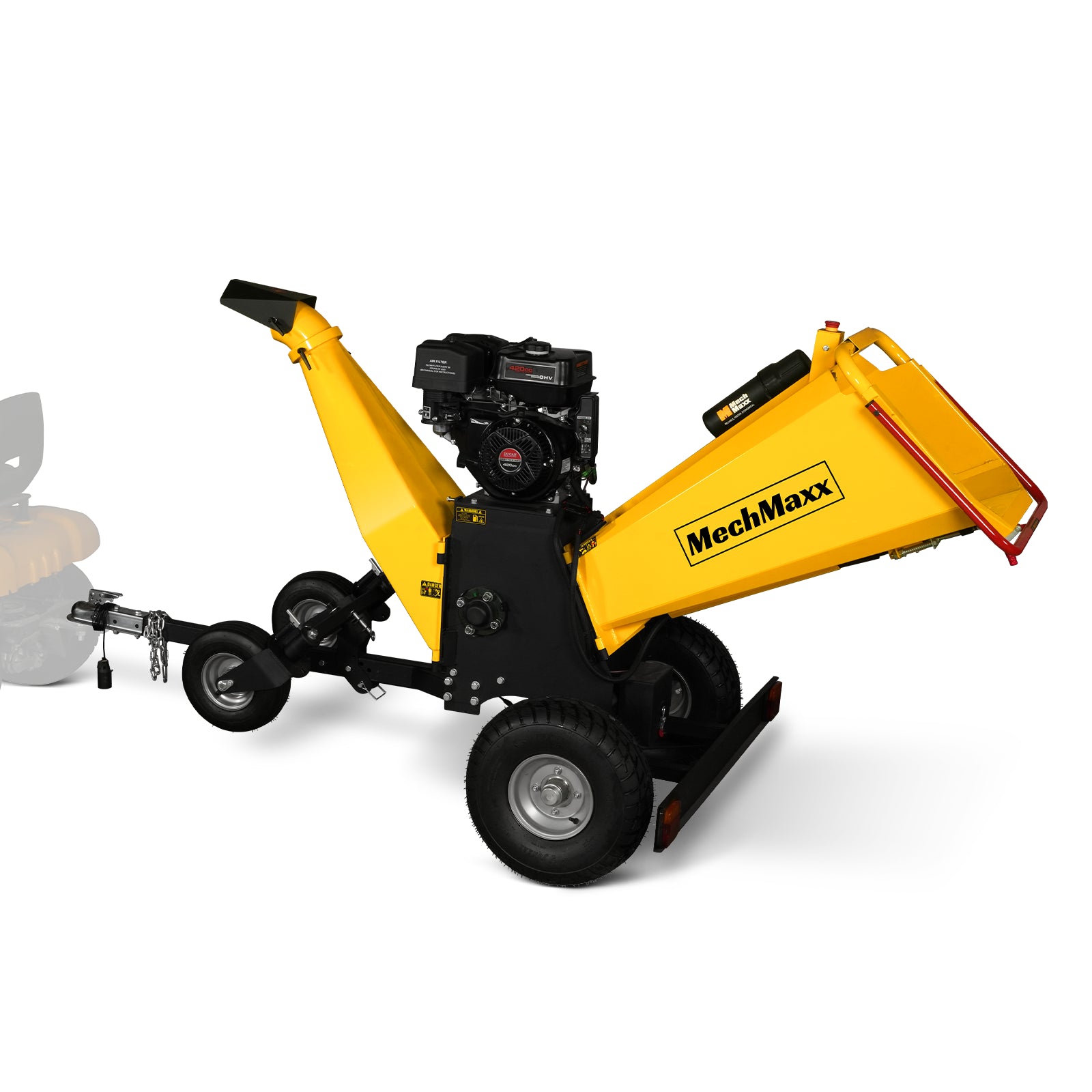 6 inch DUCAR E-Start 420cc 15hp Gas Powered 4 - Wheel Drum Wood Chipper with Taillight , B150