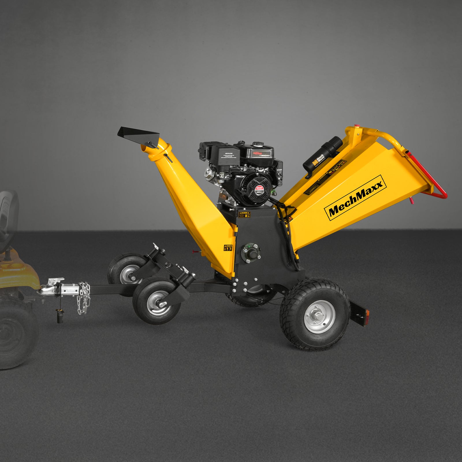 6 inch E-start DUCAR 420cc 15hp Gas Powered 4 - Wheel Drum Wood Chipper with Taillight , B150