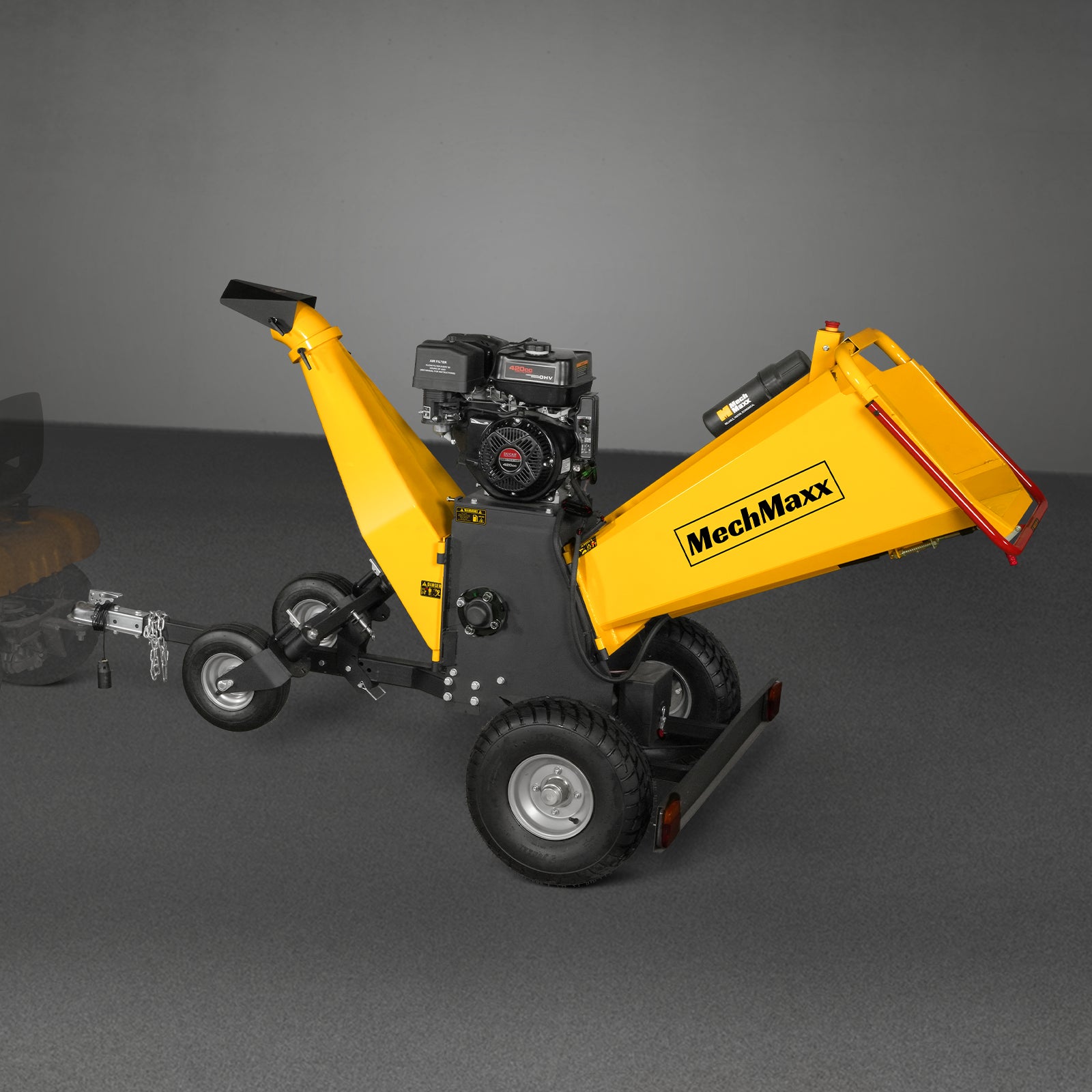 6 inch E-start DUCAR 420cc 15hp Gas Powered 4 - Wheel Drum Wood Chipper with Taillight , B150