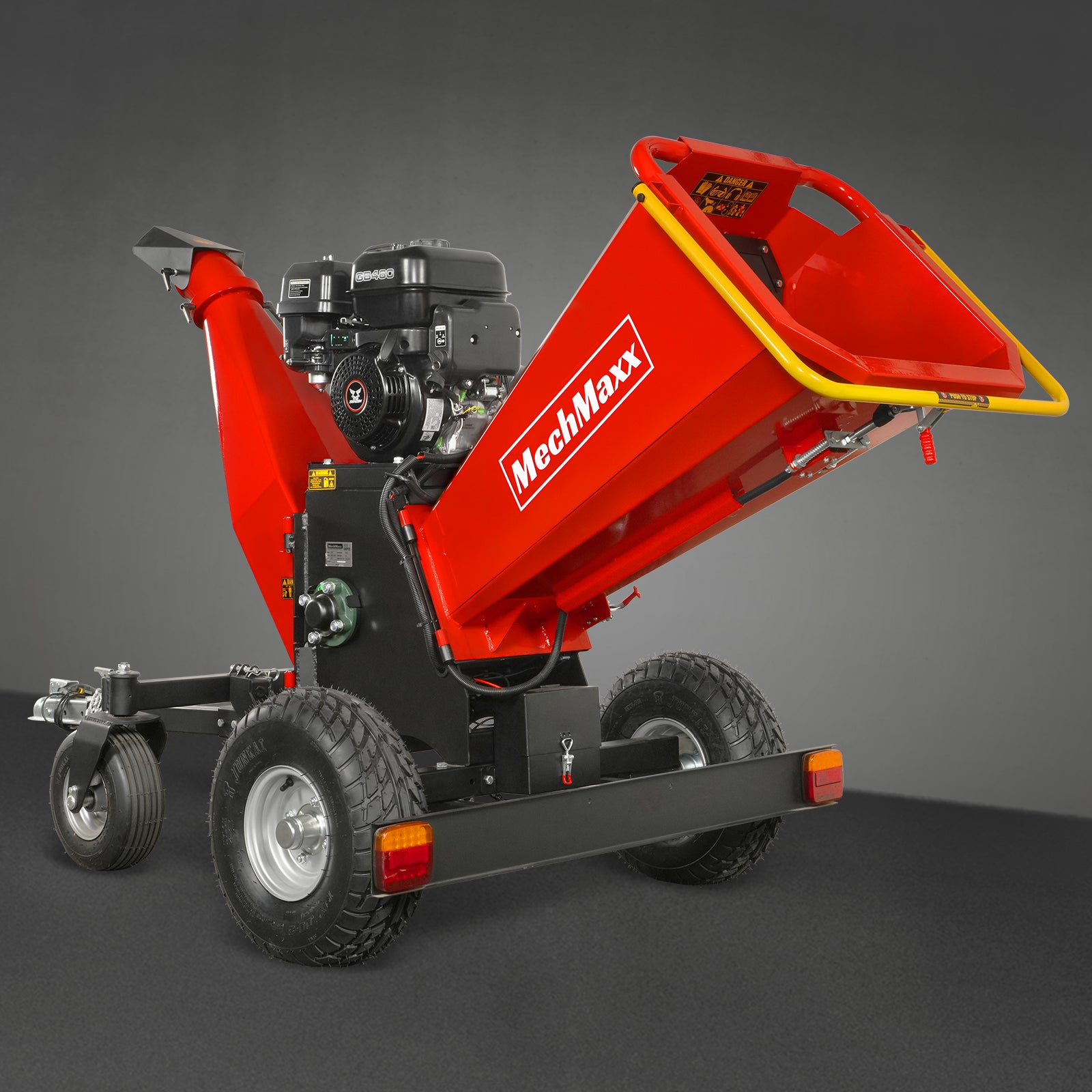 6 inch ZONSEN E-Start 459cc 15hp Gas Powered 4 - Wheel Drum Wood Chipper with Taillight , B150
