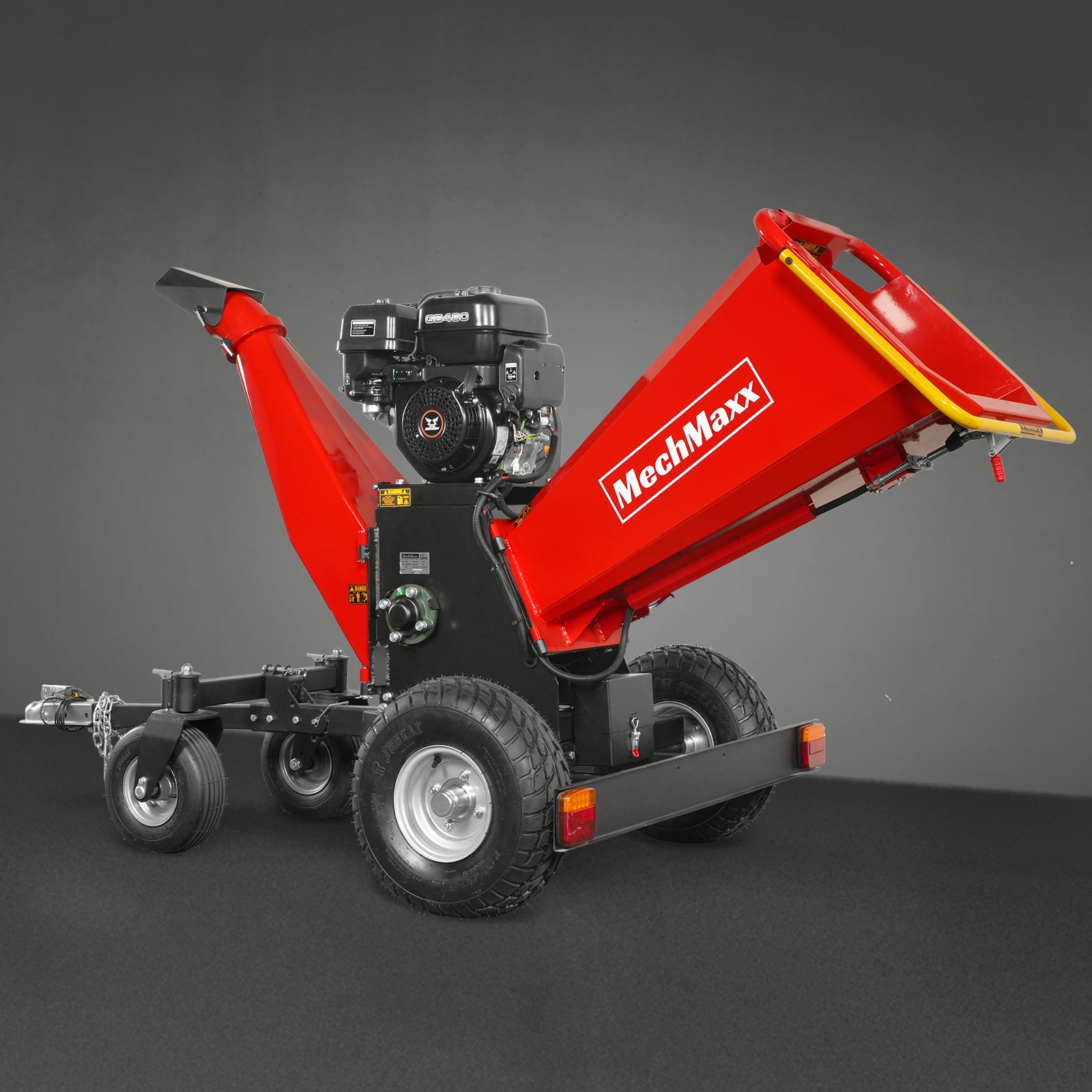 6 inch ZONSEN E-Start 459cc 15hp Gas Powered 4 - Wheel Drum Wood Chipper with Taillight , B150