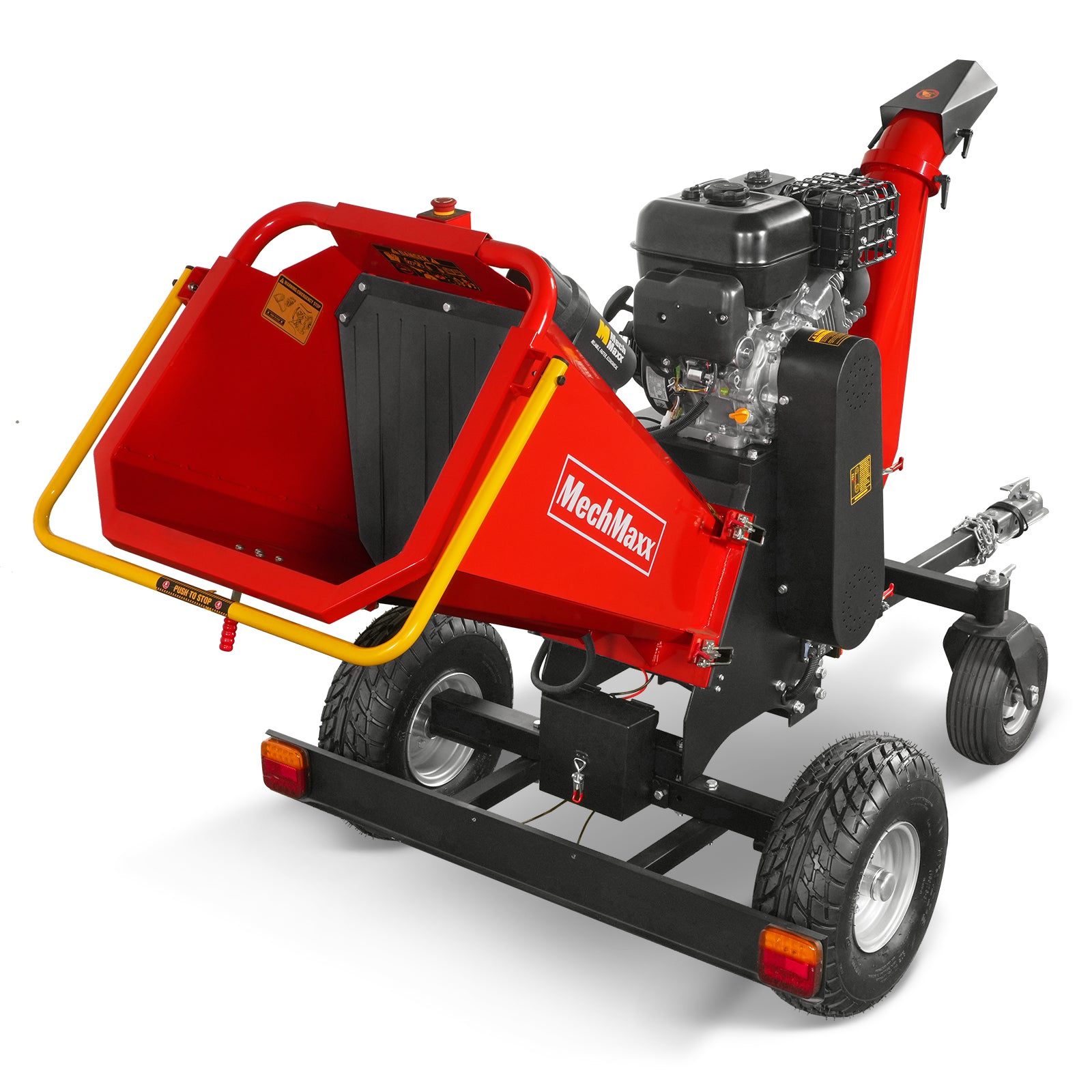 6 inch ZONSEN E-Start 459cc 15hp Gas Powered 4 - Wheel Drum Wood Chipper with Taillight , B150