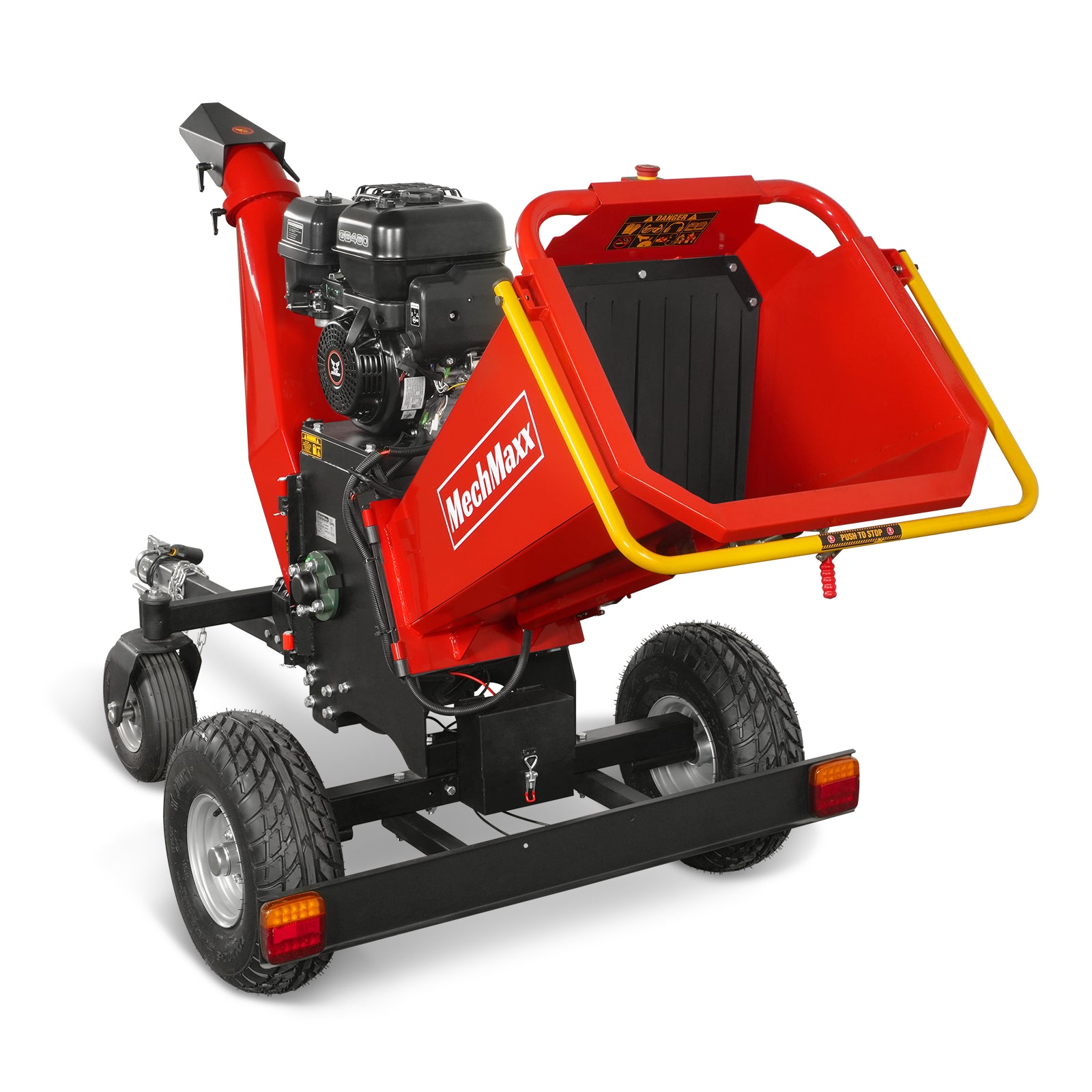 6 inch ZONSEN E-Start 459cc 15hp Gas Powered 4 - Wheel Drum Wood Chipper with Taillight , B150