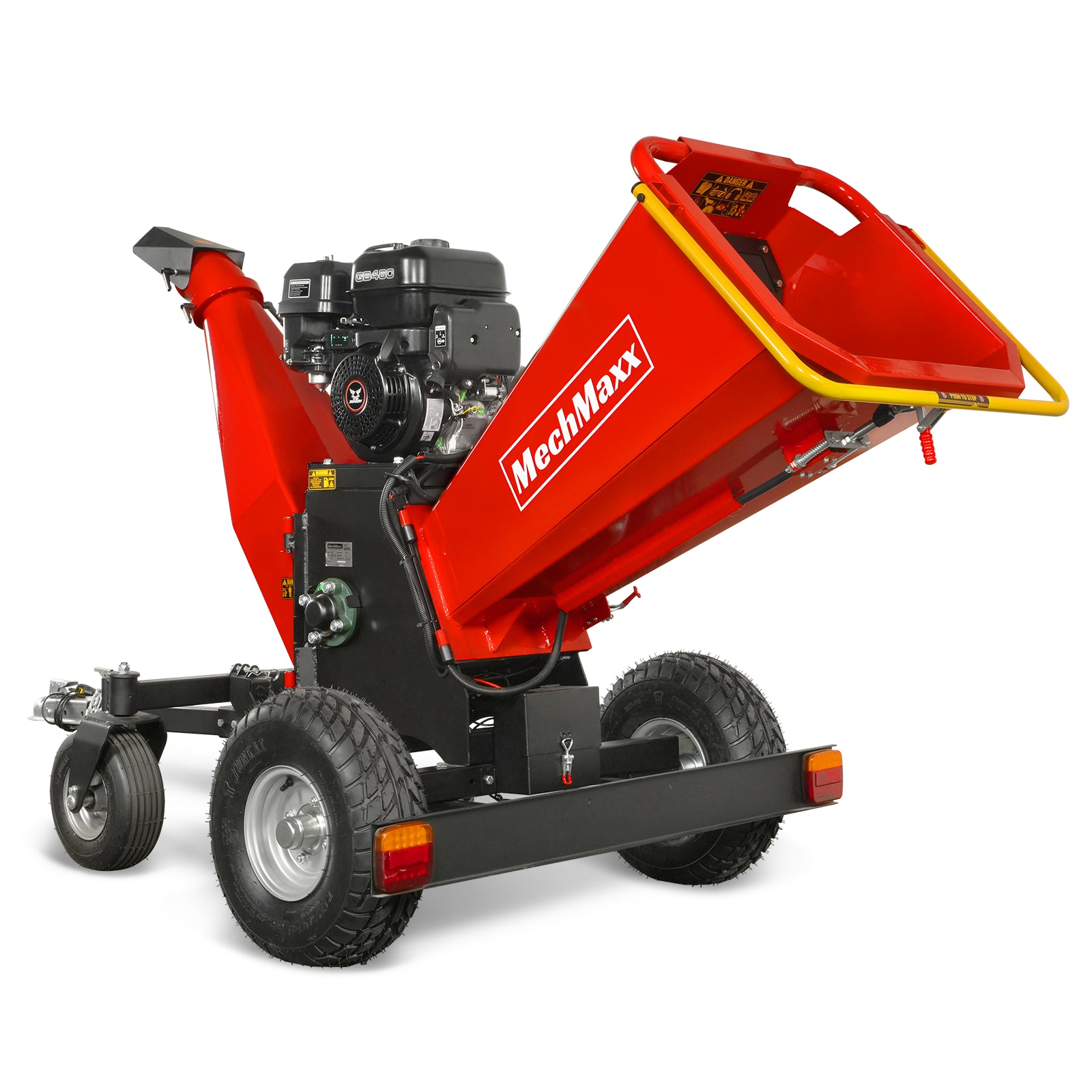 6 inch ZONSEN E-Start 459cc 15hp Gas Powered 4 - Wheel Drum Wood Chipper with Taillight , B150