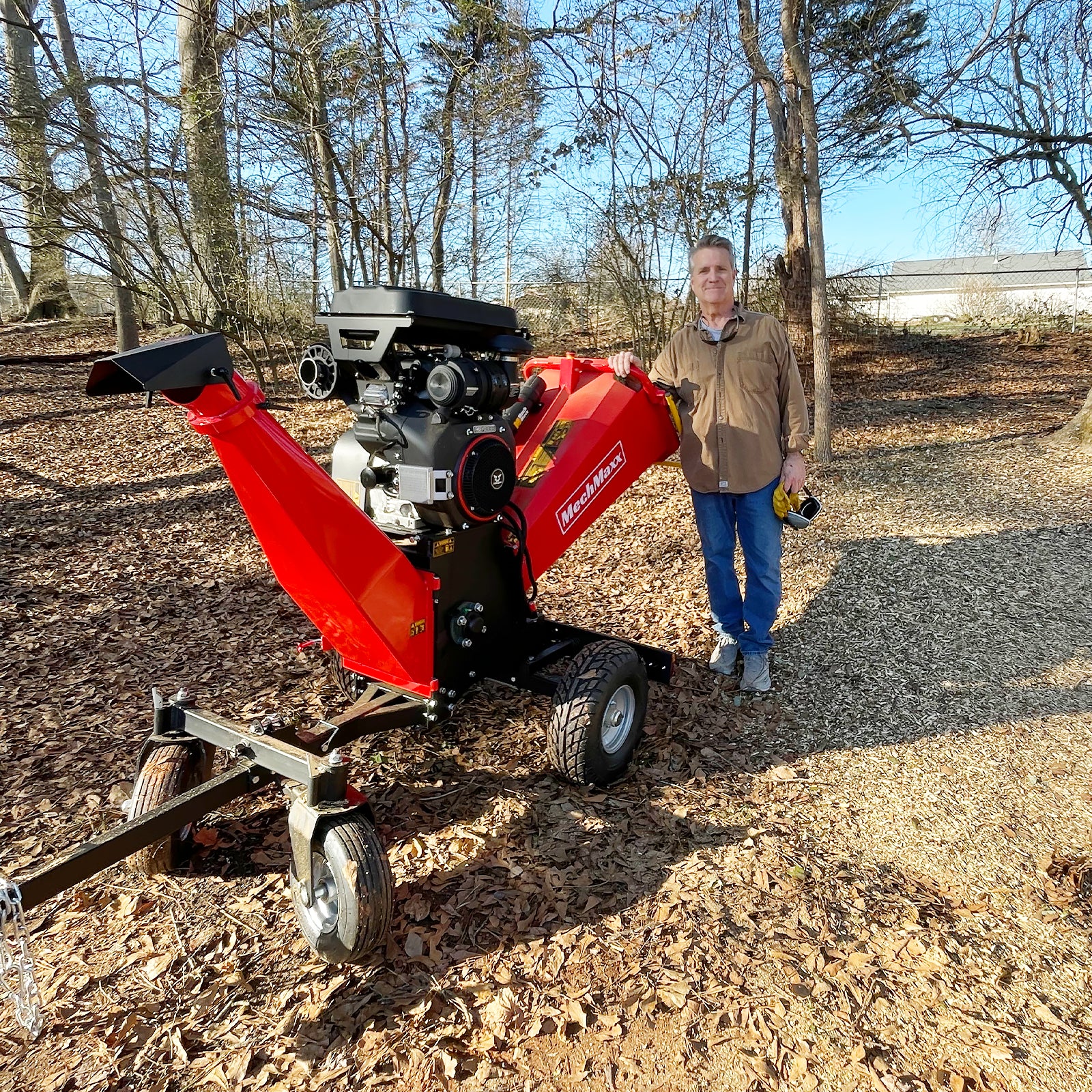 8 inch ZONSEN E-Start 1000cc 35hp Gas Powered 4 - Wheel Drum Wood Chipper with Taillight , B200