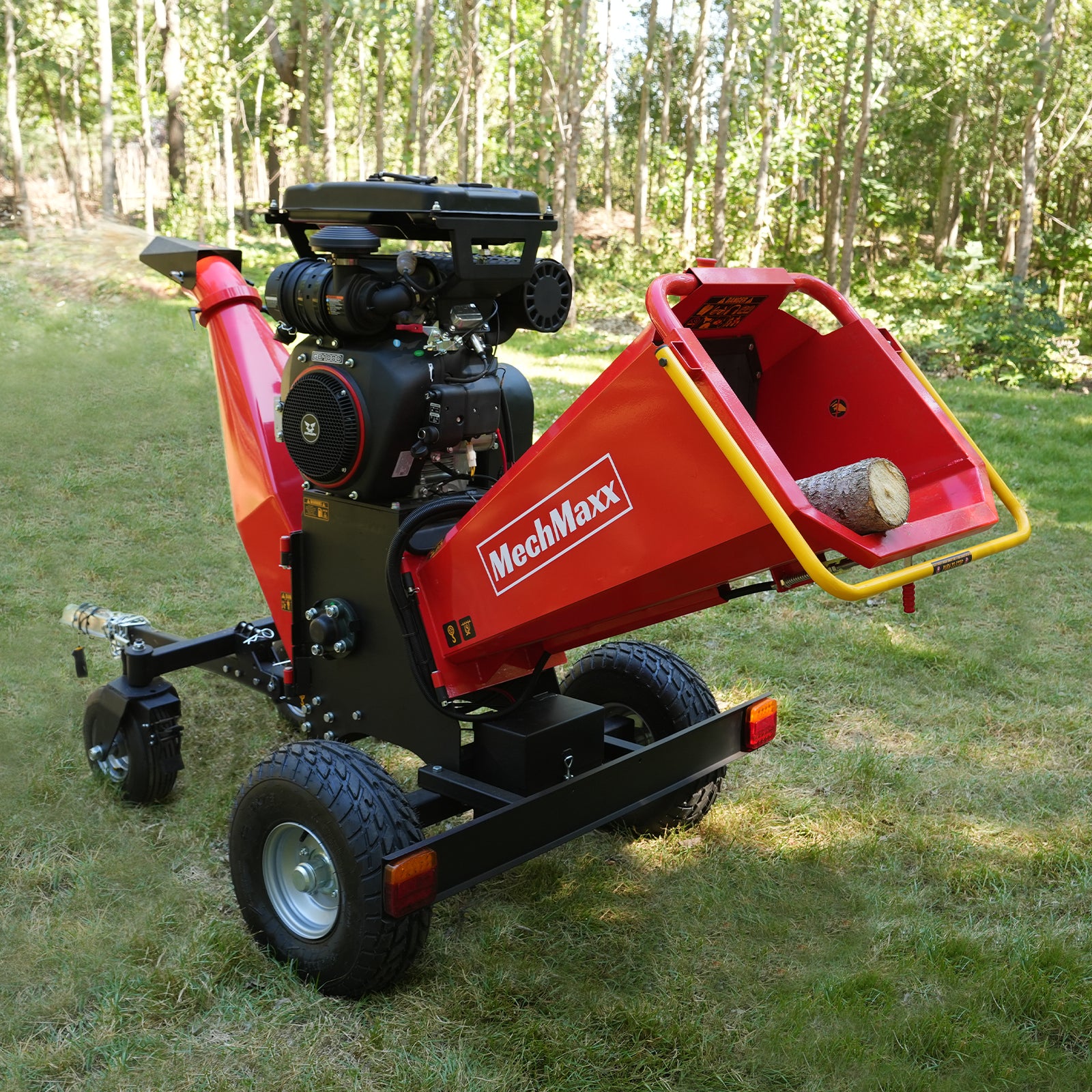 8 inch ZONSEN E-Start 999cc 35hp Gas Powered 4 - Wheel Drum Wood Chipper with Taillight , B200