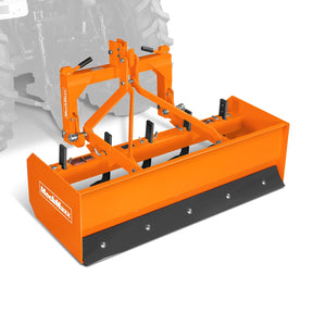 72" Box Blade Scraper with 6 Shanks 3 Point Hitch Tractor Attachment, BB72