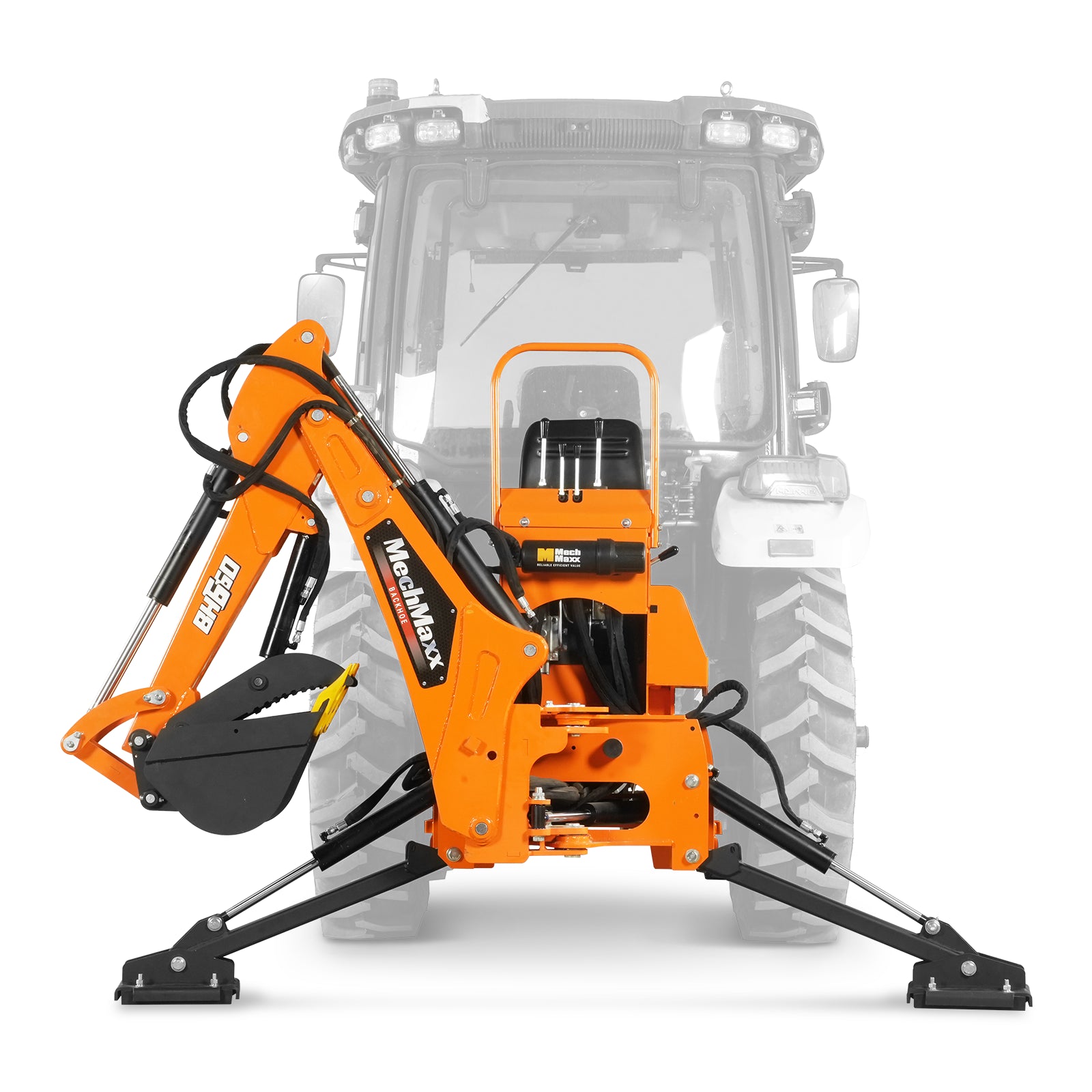 7' Tractor Backhoe Attachment with Hydraulic Thumb, 12" Bucket, ISO/SAE Switchable Controls, Self-Contained Hydraulic System, 3 Point Hitch Cat.1, 15–50 HP, BH660H