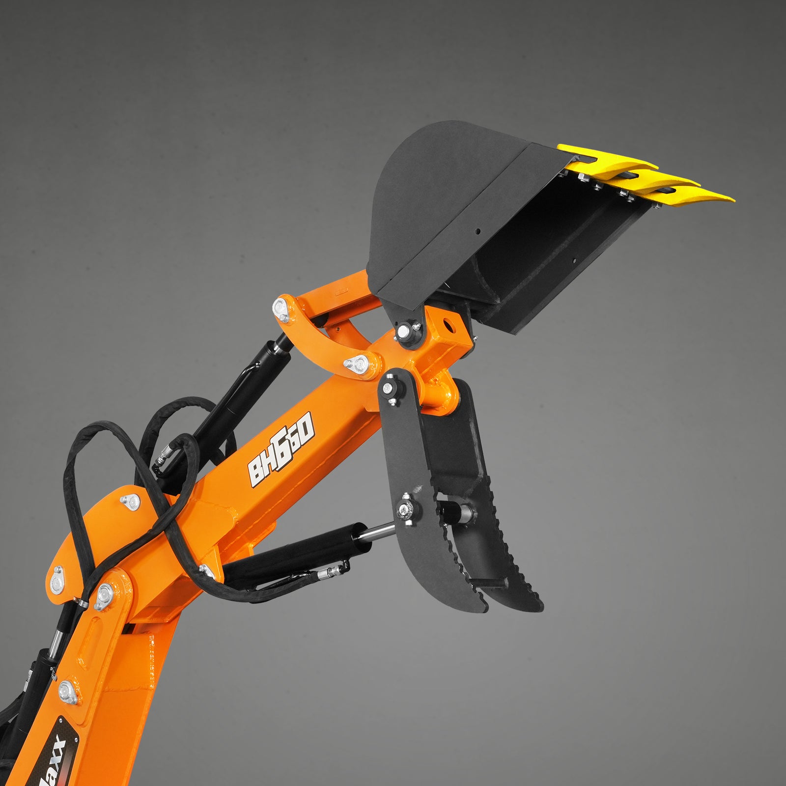7' Tractor Backhoe Attachment with Hydraulic Thumb,  12" Bucket,  ISO/SAE Switchable Controls,  Self-Contained Hydraulic System,  3 Point Hitch Cat.1,  15-50 HP,  BH660H