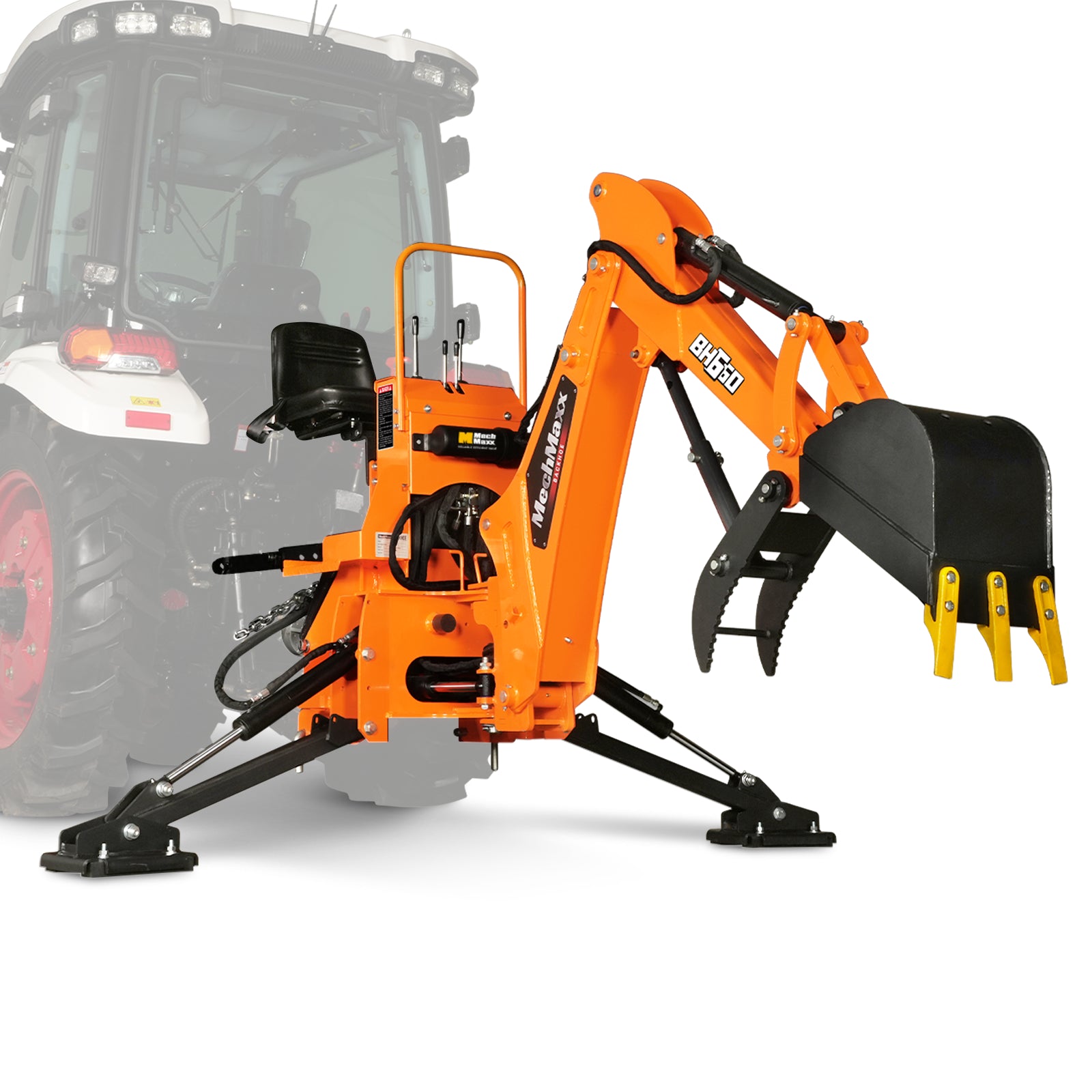 7' Tractor Backhoe Attachment with Mechanical Thumb, 12" Bucket, Self-Contained Pump, BH660