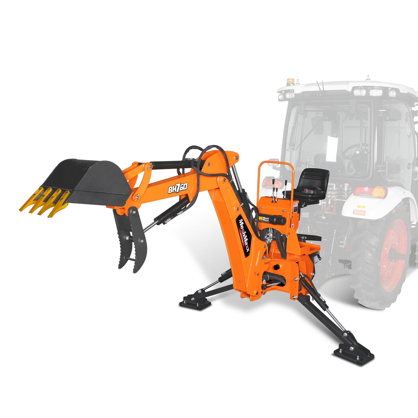 8' Tractor Backhoe Attachment with Hydraulic Thumb, 15" Bucket, Self-Contained Pump, BH760