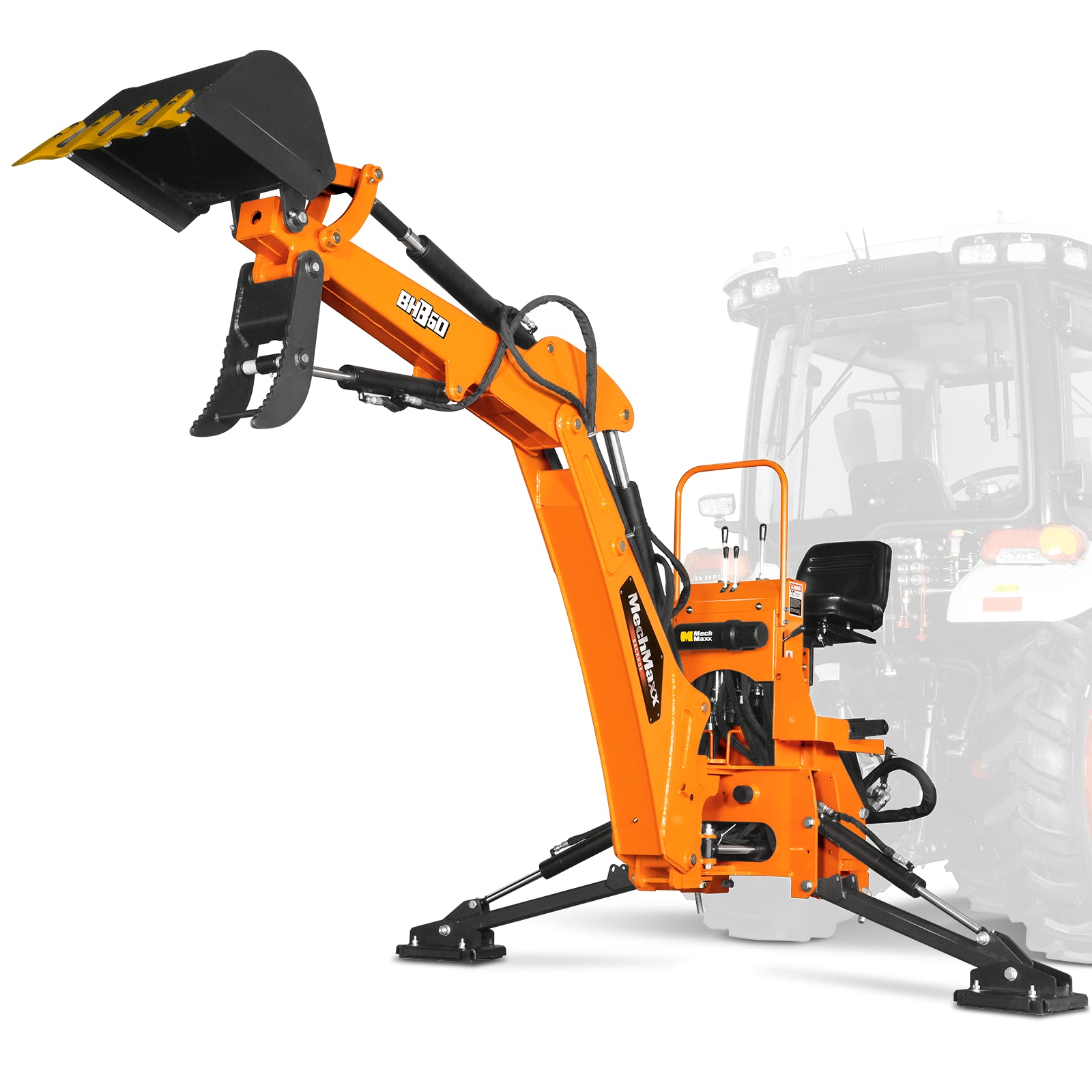 9' Tractor Backhoe Attachment with Hydraulic Thumb, 15" Bucket, Self-Contained Pump, BH860