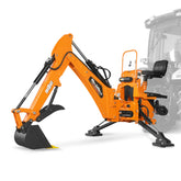 9' Tractor Backhoe Attachment with Mechanical Thumb, 15" Bucket, ISO/SAE Switchable Controls, Self-Contained Hydraulic System, 3 Point Hitch Cat.1 & 2, 25–100 HP, BH860M
