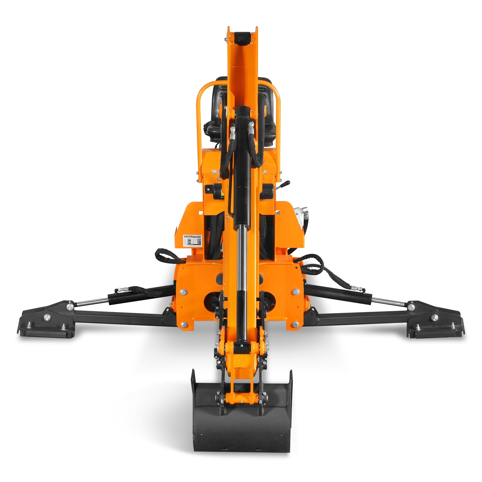 9' Tractor Backhoe Attachment with Mechanical Thumb,  15" Bucket,  ISO/SAE Switchable Controls,  Self-Contained Hydraulic System,  3 Point Hitch Cat.1 & 2,  25-100 HP,  BH860M