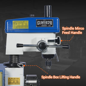 1 HP 16''x16'' Multi-Function Metal Lathe Milling Machine Head for Metalworking Combo Lathe, Drilling, and Milling Operations with Powerful Motor, Perfect for DIY, Workshops, and Professional Combination Metalworking Projects without Stand