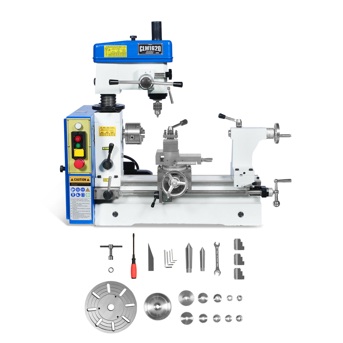 1 HP 16''x16'' Multi-Function Metal Lathe Milling Machine Head for Metalworking Combo Lathe, Drilling, and Milling Operations with Powerful Motor, Perfect for DIY, Workshops, and Professional Combination Metalworking Projects without Stand